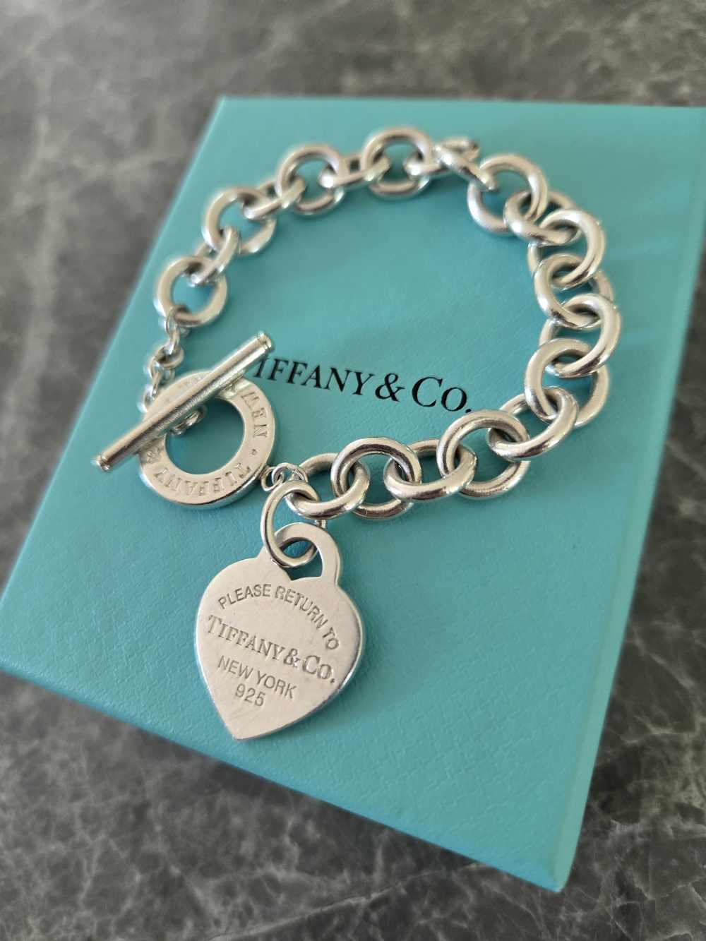 Return To Tiffany Heart Tag Toggle Bracelet - New Style 7"